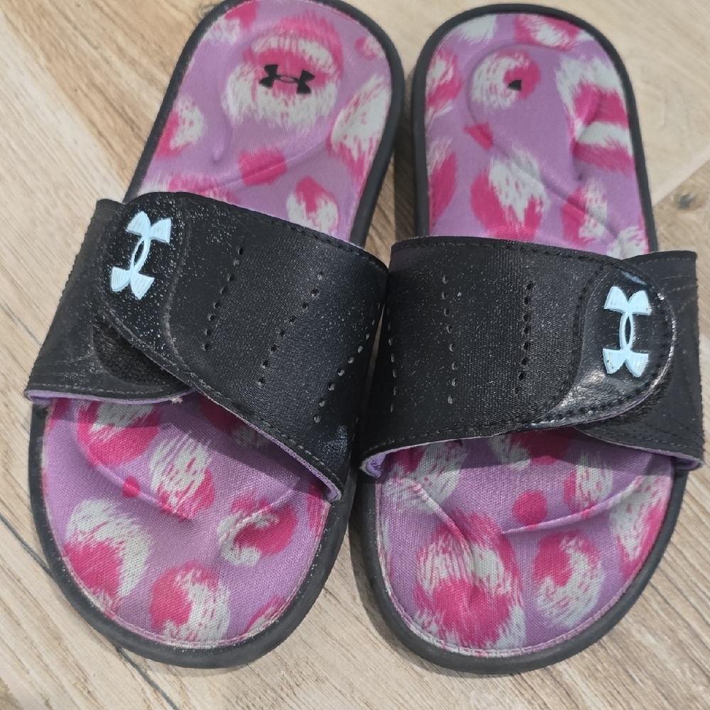 Under Armour Black and Purple Slide Sandals - Picture 3 of 11